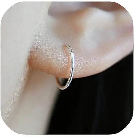 14K Gold Filled Small Hoop Earrings for Cartilage Nose, Tiny Thin 7mm Piercing Hoop Ring 22 Gauge