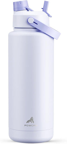 26 oz Insulated Water Bottle with 2-in-1 Straw and Spout Lid, Keep Cold 24H, Leak-Proof, Fits in Car Cup Holder, Stainless Steel Water Bottle for Sports, Travel, and School (Cotton Candy)