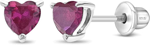 925 Sterling Silver Girls CZ Heart Hypoallergenic Safety Screw Back Earrings - Adorable 5mm Heart Earrings for Young Girls - Great Jewelry for Everyday Wear for Toddlers to Teens