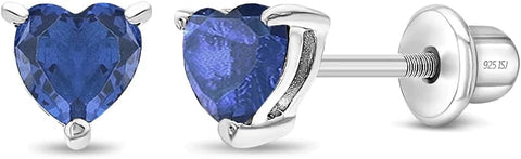 925 Sterling Silver Girls CZ Heart Hypoallergenic Safety Screw Back Earrings - Adorable 5mm Heart Earrings for Young Girls - Great Jewelry for Everyday Wear for Toddlers to Teens
