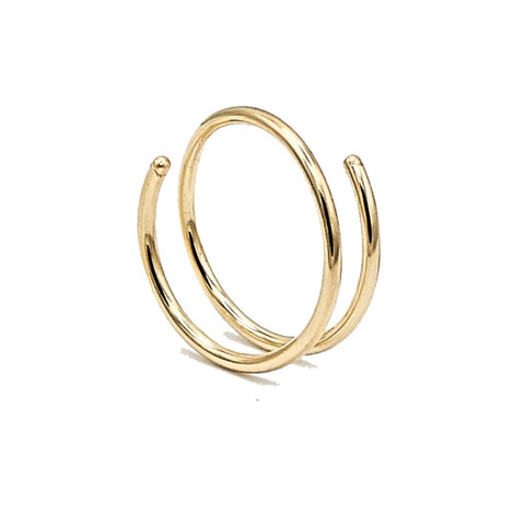 14k Gold Filled 20G Double Hoop Nose Ring for Single Piercing, 20 Gauge Small Thin 8mm Spiral Nose Jewelry for Women Men