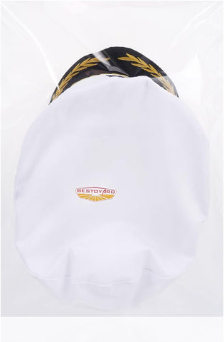 Adult Yacht Boat Sailor Captain Costume Hat Cap Marine Admiral (White), As Shown, 22 x 15 x 5 cm