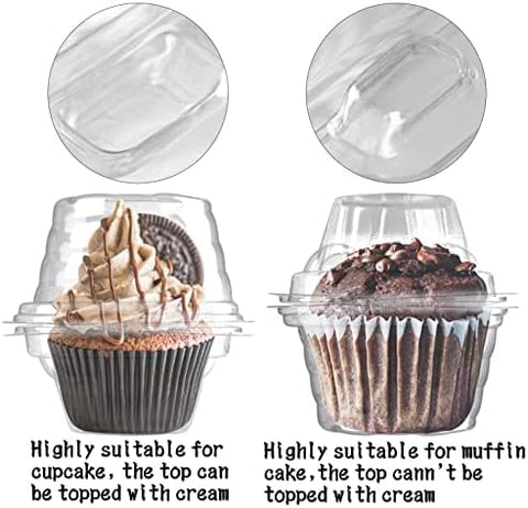 50 Pack Individual Cupcake Containers Plastic Cupcake Boxes Cupcake Holders Stackable Deep Dome Cupcake Carrier