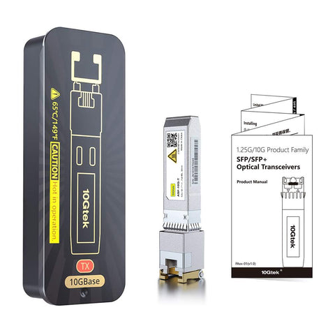 10Gtek 𝟭𝟬𝗚𝗕𝗮𝘀𝗲-𝗧 𝗦𝗙𝗣+ 𝘁𝗼 𝗥𝗝-𝟰𝟱 𝗧𝗿𝗮𝗻𝘀𝗰𝗲𝗶𝘃𝗲𝗿, 10Gbe SFP+ Copper Ethernet CAT6a Module, up to 30m, for Cisco SFP-10G-T-S, Ubiquiti UniFi, Fortinet, TP-Link and More