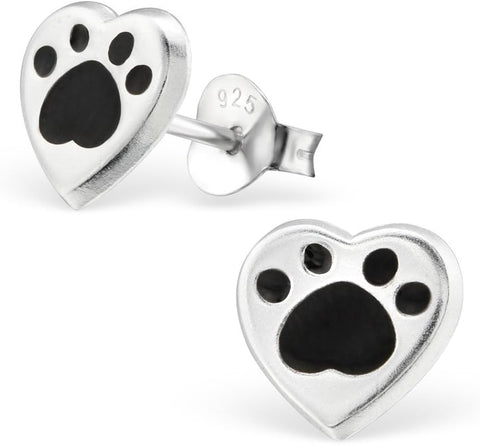 925 Sterling Silver Paw Print Stud Earrings (Choose Your Style) (Nickel Free)