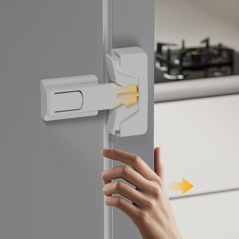 2 Pack Upgrade Child Proof Refrigerator Lock, HEOATH Fridge/Freezer Door Lock for Toddlers Children Kids, no Tools Need or (White)