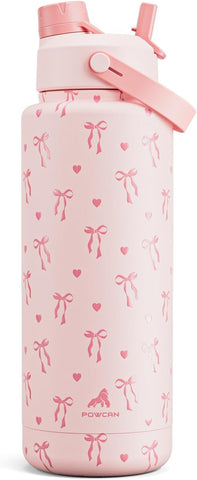 26 oz Insulated Water Bottle with 2-in-1 Straw and Spout Lid, Keep Cold 24H, Leak-Proof, Fits in Car Cup Holder, Stainless Steel Water Bottle for Sports, Travel, and School (Cotton Candy)