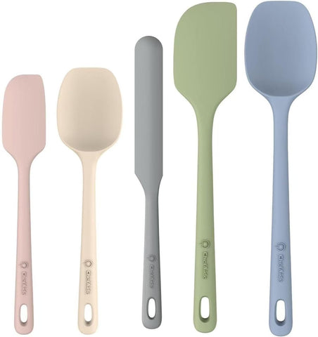 5 Pieces Silicone Spatula Set, Food Grade Rubber Spatula, Upgrade Strong Handle with Ergonomic Grip, Heat Resistant Up to 600°F for Nonstick Cookware, Cooking