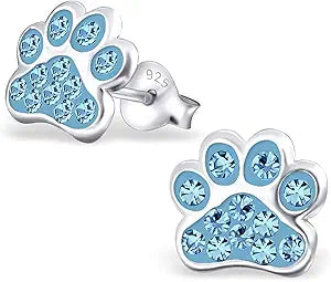 925 Sterling Silver Paw Print Stud Earrings (Choose Your Style) (Nickel Free)