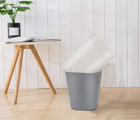1.6 Gallon Small Trash Can Wastebasket for Kitchen Office Bathroom,Pack of 2(White+Gray)
