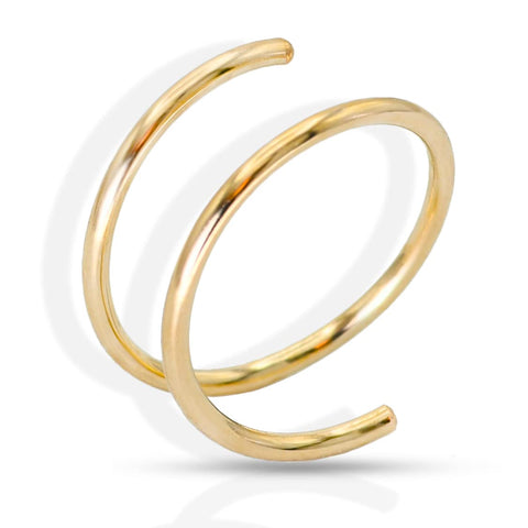 14k Gold Filled 20G Double Hoop Nose Ring for Single Piercing, 20 Gauge Small Thin 8mm Spiral Nose Jewelry for Women Men