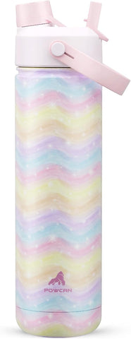 26 oz Insulated Water Bottle with 2-in-1 Straw and Spout Lid, Keep Cold 24H, Leak-Proof, Fits in Car Cup Holder, Stainless Steel Water Bottle for Sports, Travel, and School (Cotton Candy)
