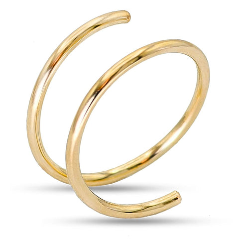 14k Gold Filled 20G Double Hoop Nose Ring for Single Piercing, 20 Gauge Small Thin 8mm Spiral Nose Jewelry for Women Men