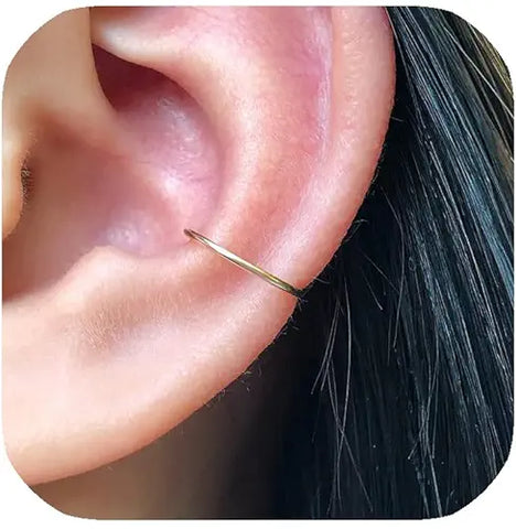 14K Gold Filled Small Hoop Earrings for Cartilage Nose, Tiny Thin 7mm Piercing Hoop Ring 22 Gauge