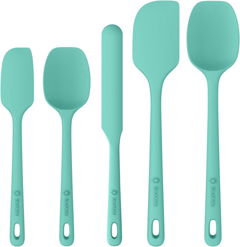 5 Pieces Silicone Spatula Set, Food Grade Rubber Spatula, Upgrade Strong Handle with Ergonomic Grip, Heat Resistant Up to 600°F for Nonstick Cookware, Cooking