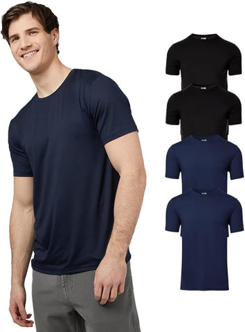 32 Degrees Mens 4 Pack Cool Crewneck T-Shirt | Anti-Odor | Quick Drying | 4-Way Stretch