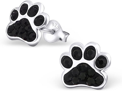 925 Sterling Silver Paw Print Stud Earrings (Choose Your Style) (Nickel Free)