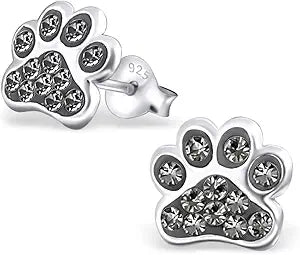 925 Sterling Silver Paw Print Stud Earrings (Choose Your Style) (Nickel Free)