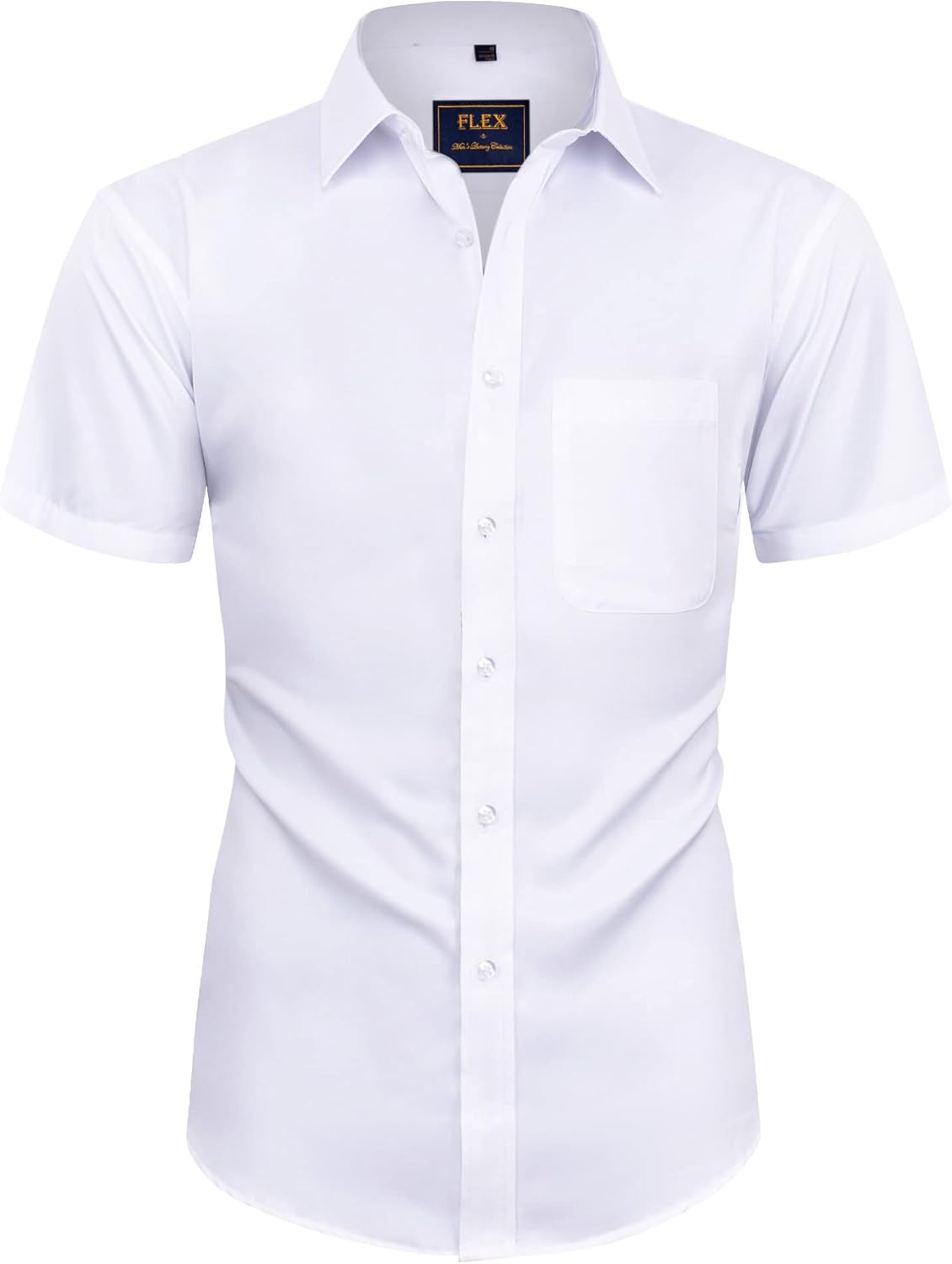 Alimens & Gentle Mens Short Sleeve Dress Shirts Wrinkle Free Solid Casual Button Down Shirts with Pocket