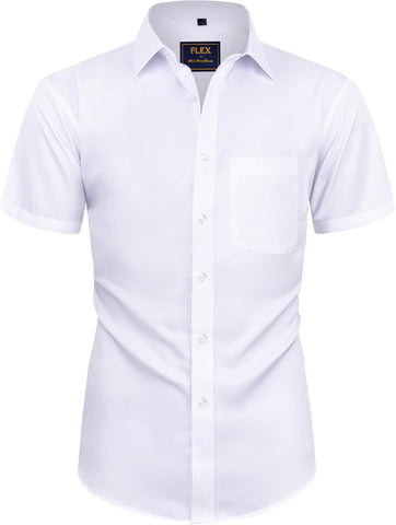 Alimens & Gentle Mens Short Sleeve Dress Shirts Wrinkle Free Solid Casual Button Down Shirts with Pocket