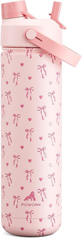 26 oz Insulated Water Bottle with 2-in-1 Straw and Spout Lid, Keep Cold 24H, Leak-Proof, Fits in Car Cup Holder, Stainless Steel Water Bottle for Sports, Travel, and School (Cotton Candy)