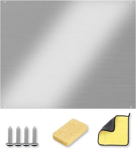 30" x 24" Stainless Steel Stove Backsplash Panel - Ultra Thin Flush Mount Splash Guard for Kitchen Wall | Easy Install with Pre-Drilled Holes | Heat & Stain Resistant Metal Backsplash Behind Cooktop
