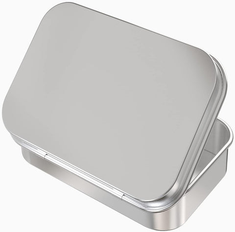 6 Pcs Metal Hinged Tin Box Container Mini Portable Small Storage Container Kit with Lid for Home Storage 3.7x2.3x0.8 Inch, Silver