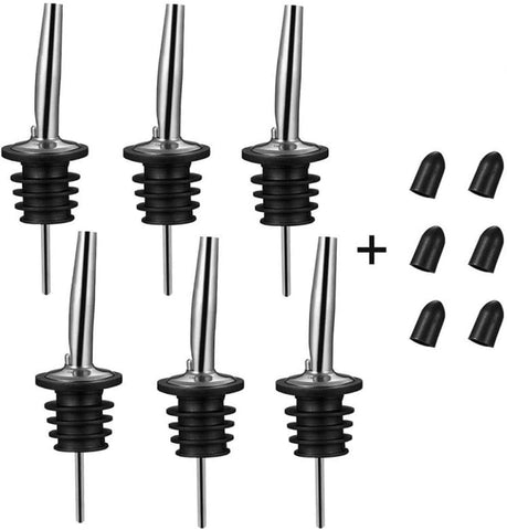 2PCS Stainless Steel Pourers, Speed Wine Bottle Pourer, Olive Oil and Vinegar Tapered Stopper Spout, Suitable for About 3/4" Bottle Mouth, with Sealed Dust Caps