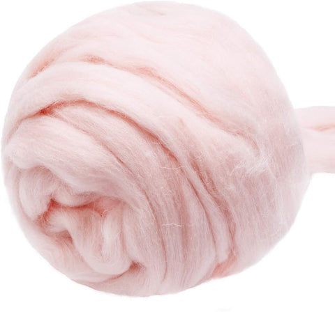 3.53oz Wool Roving Yarn, Wool Felting Supplies, Pure Wools, Chunky Yarn, Spinning Wool Roving for Needle Felting Wet Felting DIY Hand Spinning (White)