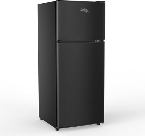 4.5 Cu Ft Mini Fridge for Bedroom, 2 Door Small Fridge, 7 Level Thermostat, LED Light, Small Refrigerator for Bedroom, Office, Dorm