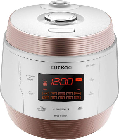 5QT Cuckoo Electric Pressure Cooker with 10 Menu Options and Stainless Steel Pot, GOLD / WHITE