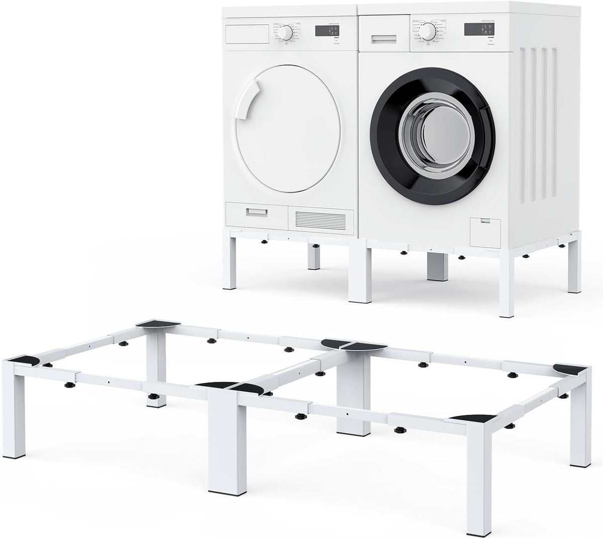 Adjustable Washer Dryer Pedestal Stand - Heavy Duty & Universal Washer Pedestal & Washing Machine Stand Fit (40.9-66.14L × 20.47-33.07W ×12.6H inch) - Compatible with Front Load Washers & Dryers