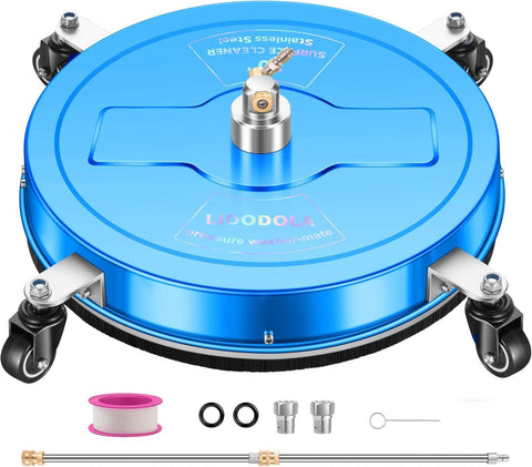 14" Pressure Washer Surface Cleaner with 4 Wheels - Stainless Steel Surface Cleaner for Pressure Washer Attachment for Concrete, Patio, Sidewalk, Deck and Driveways - PWS14