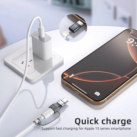 4 Pack Lightning to USB C Adapter for iPhone 15/16 Pro/16 Pro Max/Plus,Samsung S24,iPad Air,Nintendo Switch,Fast Charging&Data Transfer Lightning Crystal