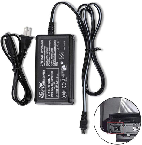 AC-L200 AC Power Adapter Charger for Sony Handycam Camcorder DCR-SX,DCR-SR,DCR-HC,DCR-PC,DCR-DVD,DCR-IP,HDR-CX,HDR-XR,HDR-PJ,HDR-SR,HDR-UX,HDR-TD,CCD TRV DEV Series