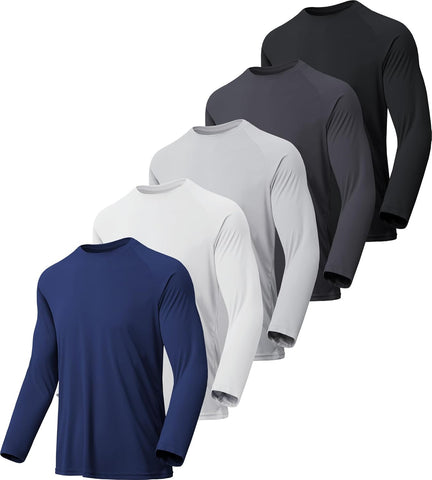 7 Pack Long Sleeve Shirts for Men UPF 50+ UV Sun Protection Quick Dry Moisture Wicking Workout Tee Shirts