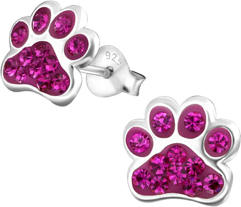 925 Sterling Silver Paw Print Stud Earrings (Choose Your Style) (Nickel Free)