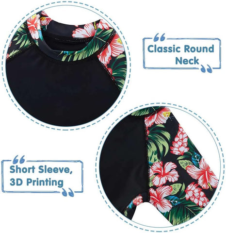 ADUKIDE Traje de baño de 2 piezas para niñas, con protección solar UPF 50+, traje de baño de playa de verano, talla 7-16T