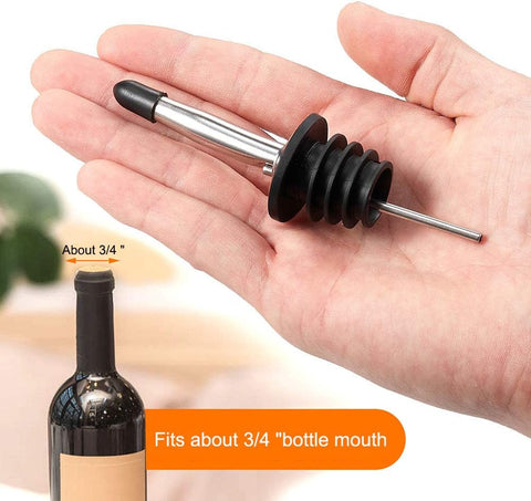 2PCS Stainless Steel Pourers, Speed Wine Bottle Pourer, Olive Oil and Vinegar Tapered Stopper Spout, Suitable for About 3/4" Bottle Mouth, with Sealed Dust Caps