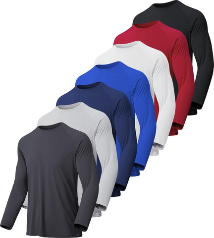 7 Pack Long Sleeve Shirts for Men UPF 50+ UV Sun Protection Quick Dry Moisture Wicking Workout Tee Shirts