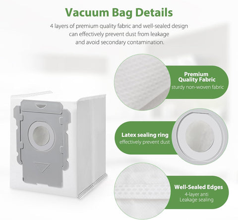 18 Pack Vacuum Bags for iRobot Roomba i7, i7+, i7Plus, i8, i8+, i3, i3+, i4, i4+, i6, i6+, s9, s9+, s9Plus, i and s Series Clean Base Automatic Dirt Disposal Bags