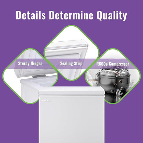 4.0 Cubic Feet Small Deep Freezer Chest Freezer with Electronic Display Screen Electronic Thermostat Accurate to Every Degree Adjustable Storage Basket WHITE