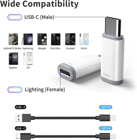 4 Pack Lightning to USB C Adapter for iPhone 15/16 Pro/16 Pro Max/Plus,Samsung S24,iPad Air,Nintendo Switch,Fast Charging&Data Transfer (Lightning to USB C Adapter)