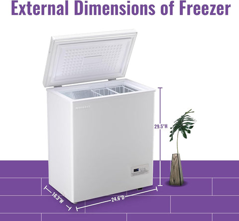 4.0 Cubic Feet Small Deep Freezer Chest Freezer with Electronic Display Screen Electronic Thermostat Accurate to Every Degree Adjustable Storage Basket WHITE