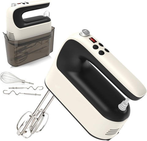 9-Speed Digital Hand Mixer Electric, 400W Powerful DC Motor, Baking Mixer Handheld with Snap-On Storage Case, Touch Button, Turbo Boost, Dough Hooks, Whisk (Ice Blue)