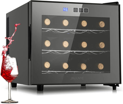 6 Bottle Wine Cooler, Wine Fridge Small with Digital Temperature Control, 46-65℉, Countertop Wine Cooler Refrigerator, Mini Freestanding Wine Cellars Glass Door, Thanksgiving, Christmas Gift