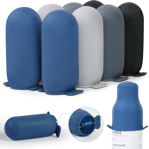 16 Pack Silicone Bottle Cover,Travel Essential for Women Men,Cruise Ship Essentials 2025,Beach Vacation Essentials,Travel Size Toiletries,Airplane Travels Accessories Elastic Sleeves for Leak Proofing