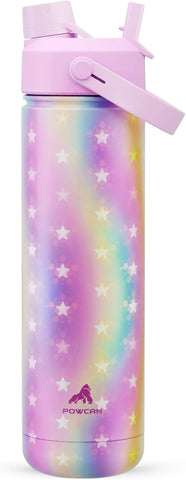 26 oz Insulated Water Bottle with 2-in-1 Straw and Spout Lid, Keep Cold 24H, Leak-Proof, Fits in Car Cup Holder, Stainless Steel Water Bottle for Sports, Travel, and School (Cotton Candy)