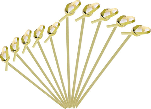 200PCS Cocktail Picks Bamboo Skewers for Appetizers, Fancy Toothpicks for Appetizers, 4.7 Inch Long Decorative Knot Bamboo Cocktail Sticks for Party Drinks Food Fruit Charcuterie Boards Accessories