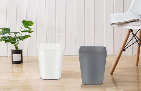 1.6 Gallon Small Trash Can Wastebasket for Kitchen Office Bathroom,Pack of 2(White+Gray)